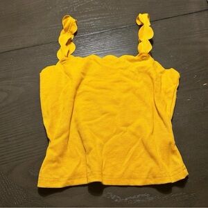 Yellow Scalloped Strap Tank Top